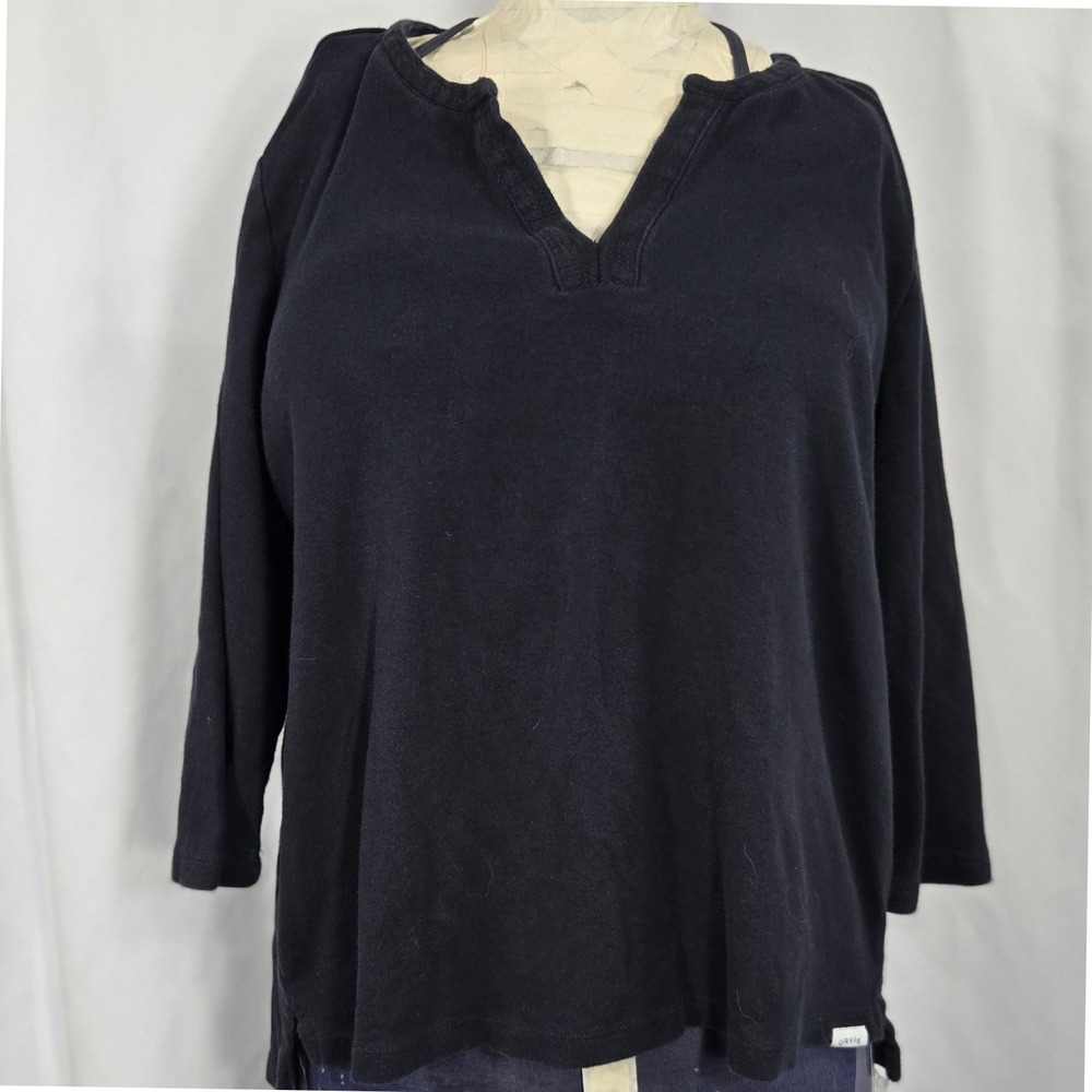 Orvis Classic Collection Pima Cotton Tunic Top Black Mโ Medium 3/4 Sleeve